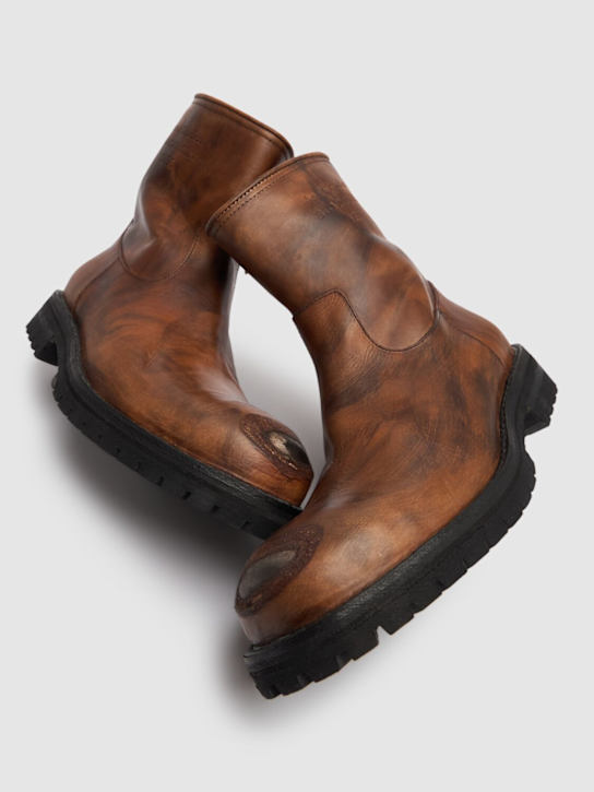 Acne Studios: Bork leather ankle boots - Brown - men_2 | Luisa Via Roma