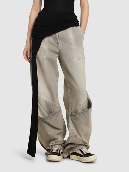 Rick Owens: Sneakers Bumper in pelle effetto vintage - Nero/Bianco - women_1 | Luisa Via Roma
