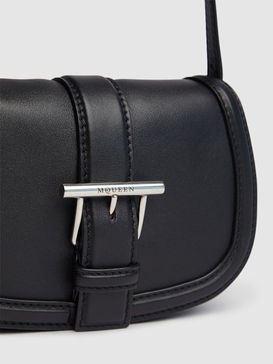 McQueen: Mini T-Bar皮革单肩包 - 黑色 - women_3 | Luisa Via Roma