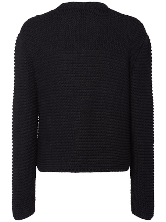 McQueen: Logo crewneck cotton sweater - Black/Ivory - men_3 | Luisa Via Roma