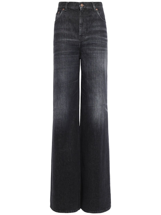 Chloé: Cotton denim high rise wide jeans - Black - women_0 | Luisa Via Roma