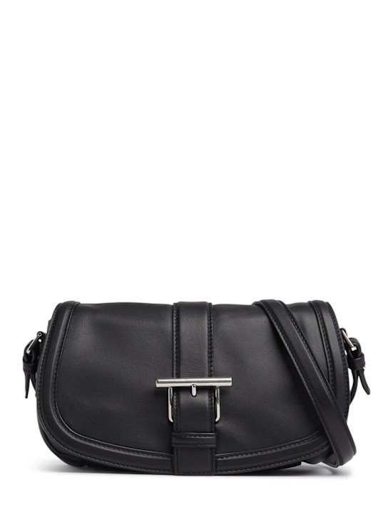 McQueen: T-Bar皮革单肩包 - 黑色 - women_0 | Luisa Via Roma