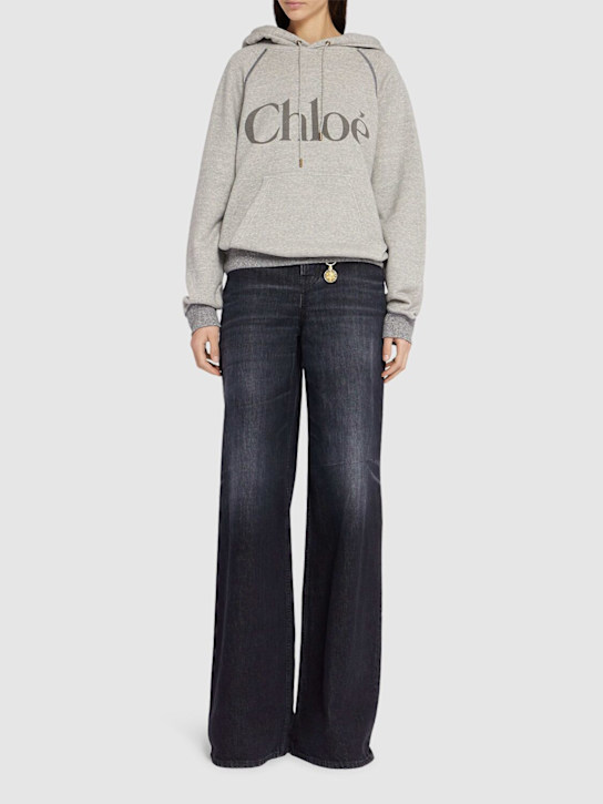 Chloé: Cotton blend logo hoodie - women_1 | Luisa Via Roma