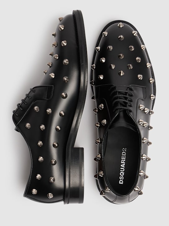 Dsquared2: Leather derby shoes - Black - men_4 | Luisa Via Roma