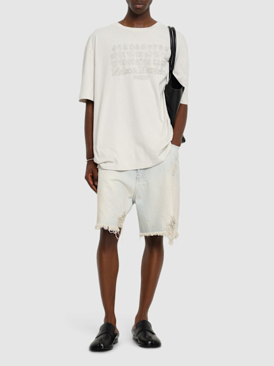 Maison Margiela: Logo cotton t-shirt - men_1 | Luisa Via Roma