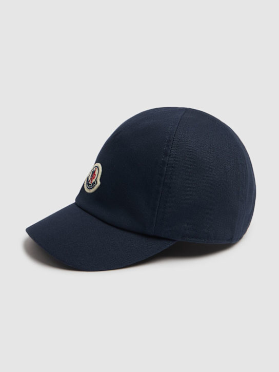 Moncler: Gorra de baseball de gabardina de algodón - Azul - kids-boys_1 | Luisa Via Roma