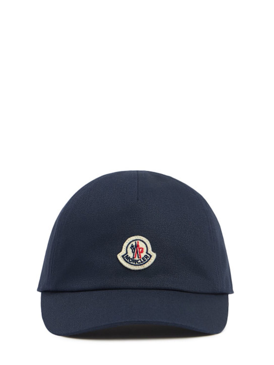 Moncler: Gorra de baseball de gabardina de algodón - Azul - kids-boys_0 | Luisa Via Roma