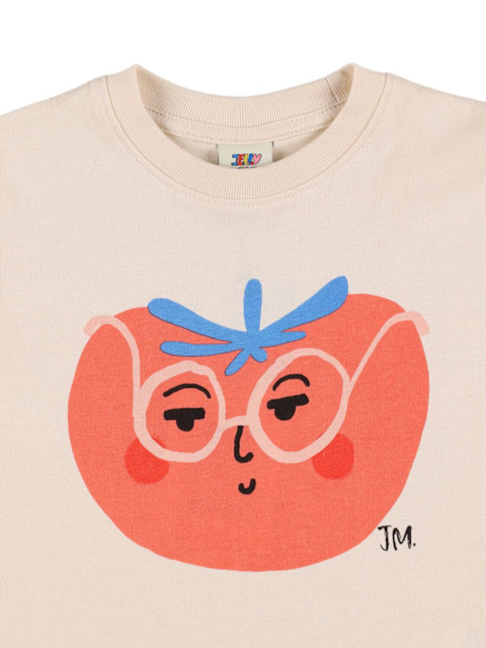 Jellymallow: Tomato print cotton jersey t-shirt - Beige - kids-boys_1 | Luisa Via Roma
