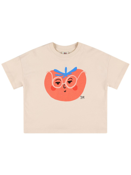 Jellymallow: Tomato print cotton jersey t-shirt - Beige - kids-boys_0 | Luisa Via Roma