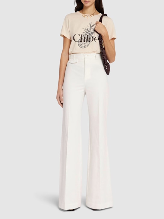 Chloé: Cotton jersey logo t-shirt - Pink - women_1 | Luisa Via Roma