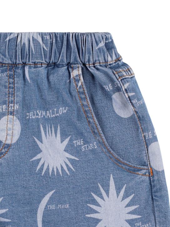 Jellymallow: Star print cotton shorts - Light Blue - kids-boys_1 | Luisa Via Roma
