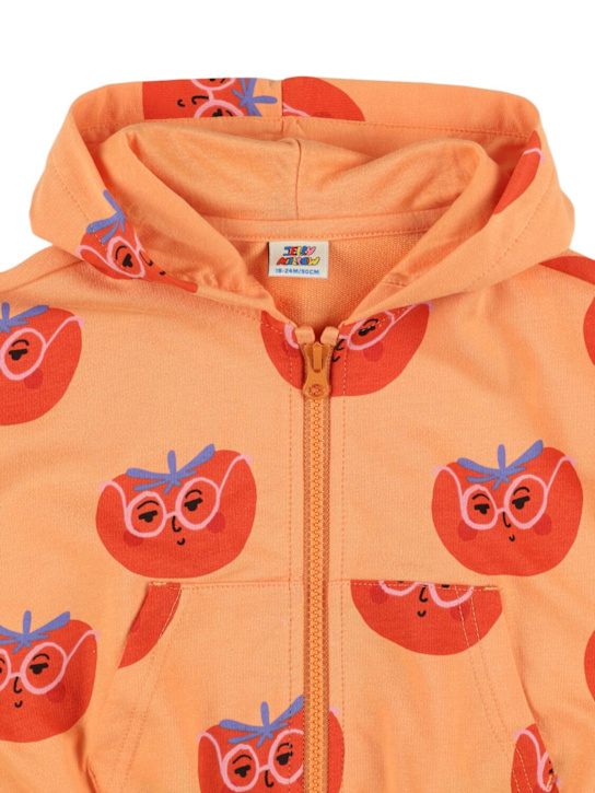 Jellymallow: トマト柄 コットンジップアップフーディー - オレンジ - kids-boys_1 | Luisa Via Roma
