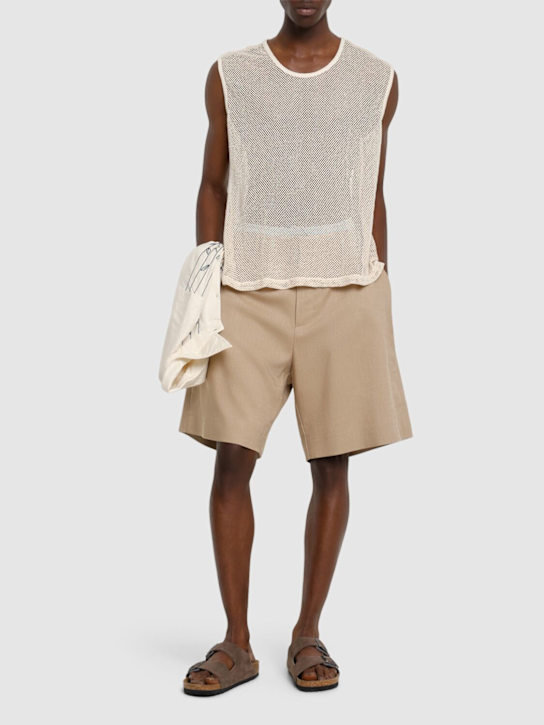 Harago: Crochet cotton tank top - Beige - men_1 | Luisa Via Roma
