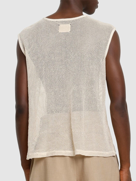 Harago: Crochet cotton tank top - Beige - men_2 | Luisa Via Roma