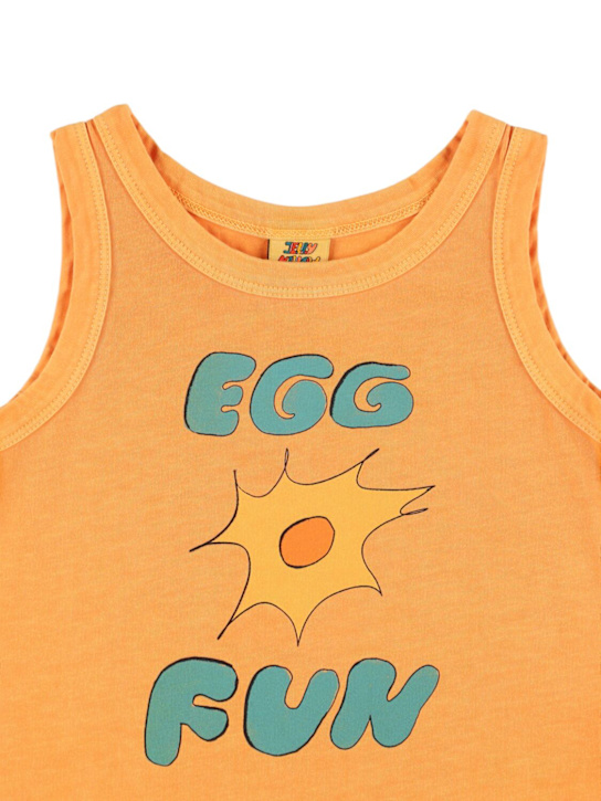 Jellymallow: エッグ柄コットンジャージータンクトップ - ダークイエロー - kids-boys_1 | Luisa Via Roma