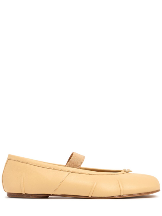 Maison Margiela: 10mm Tabi leather ballerina flats - women_0 | Luisa Via Roma