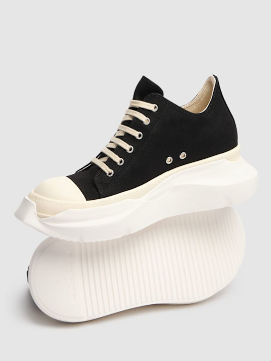 Rick Owens DRKSHDW: Abstract denim low sneakers - Black/Milk - men_3 | Luisa Via Roma