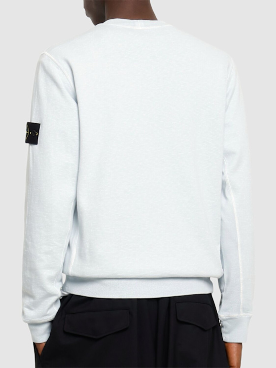 Stone Island: Crewneck cotton sweatshirt - Sky Blue - men_2 | Luisa Via Roma