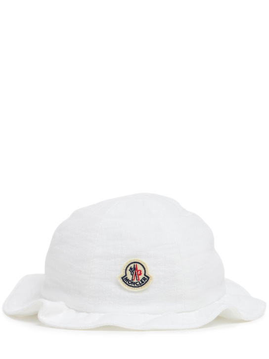 Moncler: Cappello bucket in cotone waffle leggero - kids-girls_0 | Luisa Via Roma