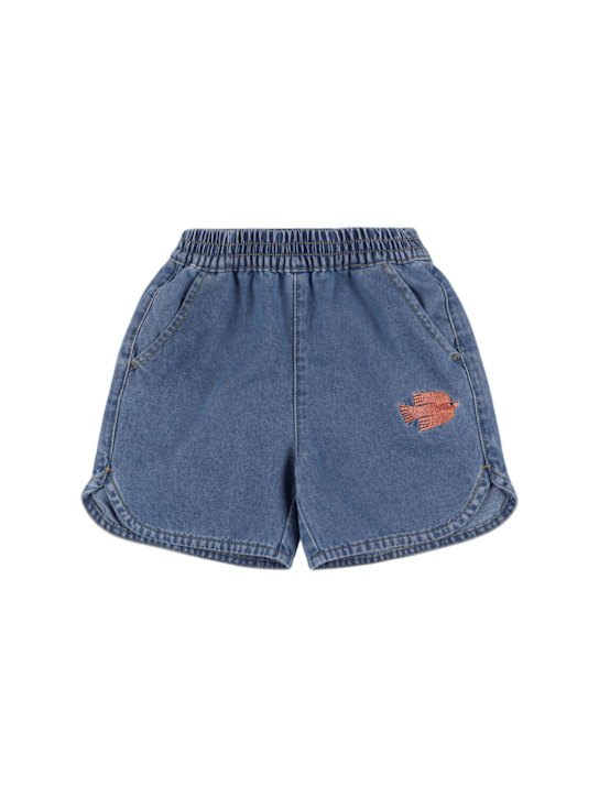 Jellymallow: コットンシャンブレーショートパンツ - ブルー - kids-boys_0 | Luisa Via Roma