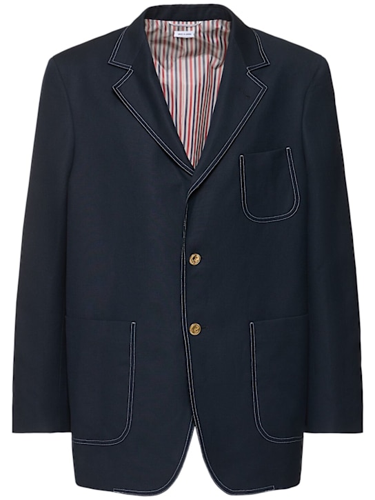 Cotton & linen single breast blazer - Thumbnail 1