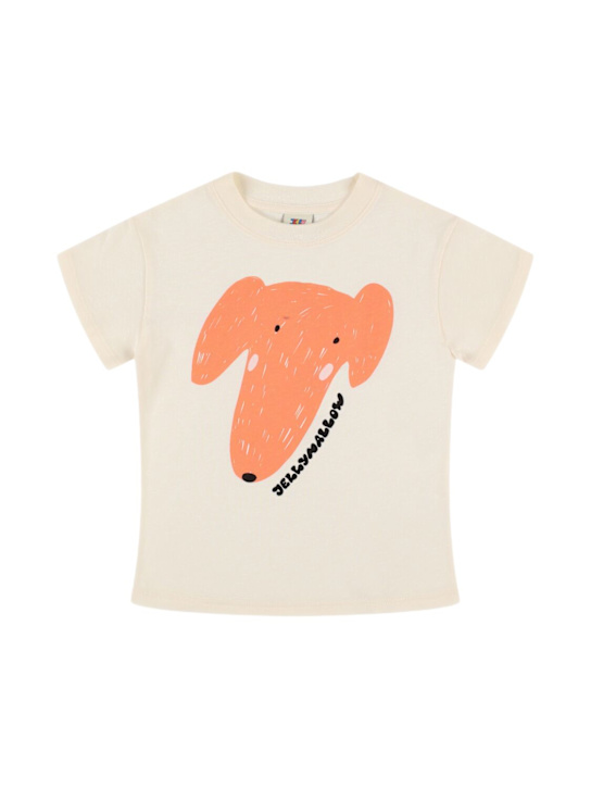 Jellymallow: Dog print cotton jersey t-shirt - White - kids-boys_0 | Luisa Via Roma