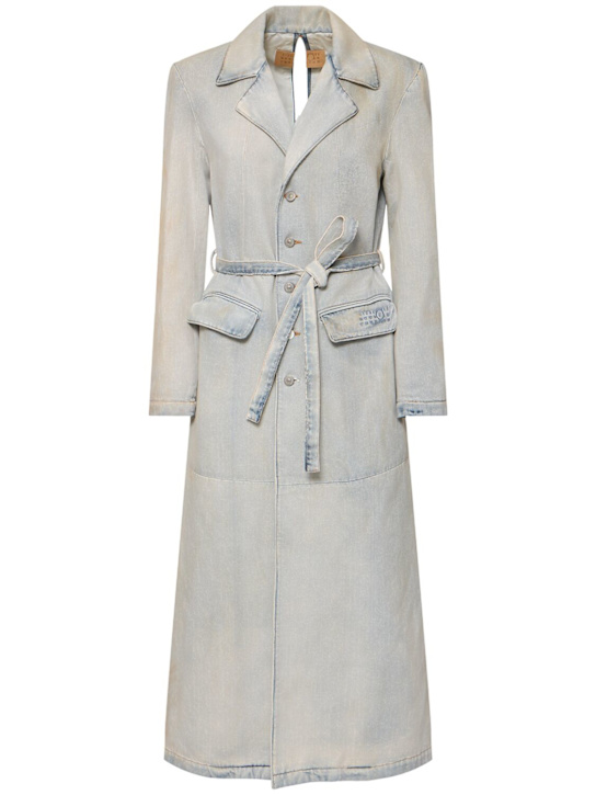 Long cotton denim coat - Thumbnail 1