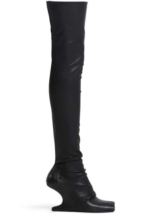Rick Owens: 80mm Cantilever leather sock boots - Black - women_0 | Luisa Via Roma