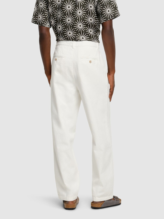 Frescobol Carioca: Aldo pleated cotton pants - Off-White - men_2 | Luisa Via Roma