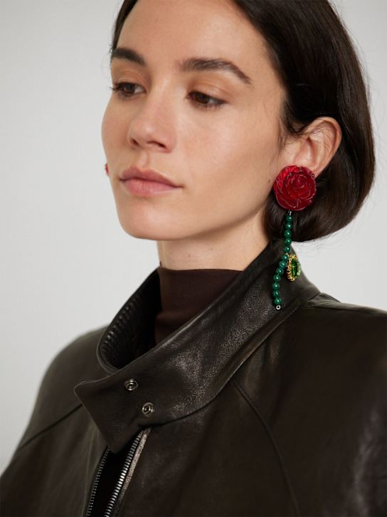 Magda Butrym: Mismatched rose drop earrings - Red - women_1 | Luisa Via Roma