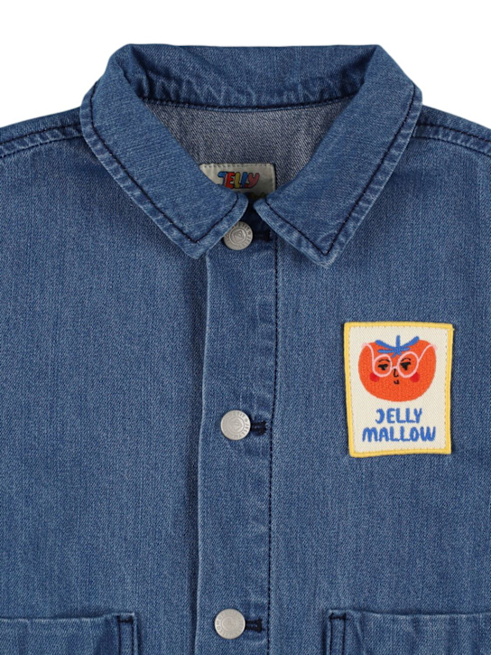 Jellymallow: Embroidered cotton chambray jacket - Blue - kids-boys_1 | Luisa Via Roma