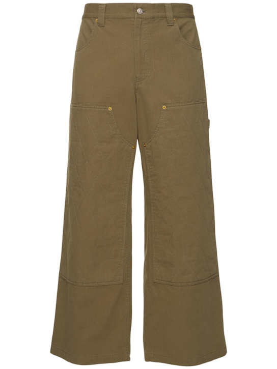 After Pray: コットンワイドカーペンターパンツ - カーキ - men_0 | Luisa Via Roma