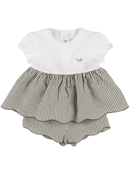 Il Gufo: シアサッカーTシャツ＆ショートパンツ - kids-girls_0 | Luisa Via Roma