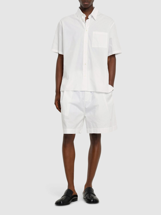 Laneus: Unisex poplin short sleeve shirt - Bianco/White - men_1 | Luisa Via Roma