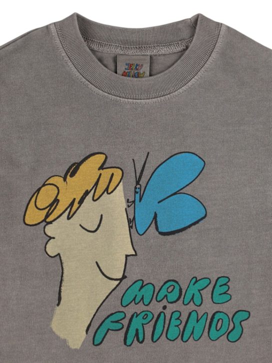 Jellymallow: Make Friends print cotton t-shirt - Grey - kids-boys_1 | Luisa Via Roma