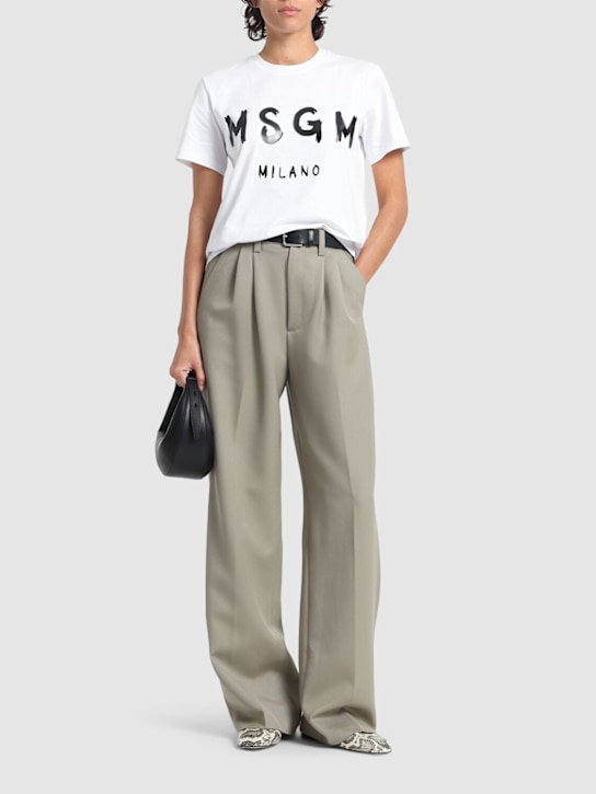 MSGM: ロゴプリントTシャツ - women_1 | Luisa Via Roma