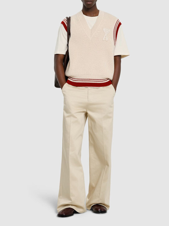 AMI Paris: Baggy fit cotton pants - Beige - men_1 | Luisa Via Roma