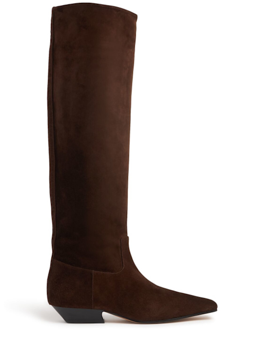Khaite: 25mm Marfa suede tall boots - women_0 | Luisa Via Roma