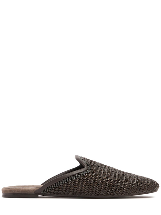 Brunello Cucinelli: 10mm Raffia loafers - Dark Brown - women_0 | Luisa Via Roma
