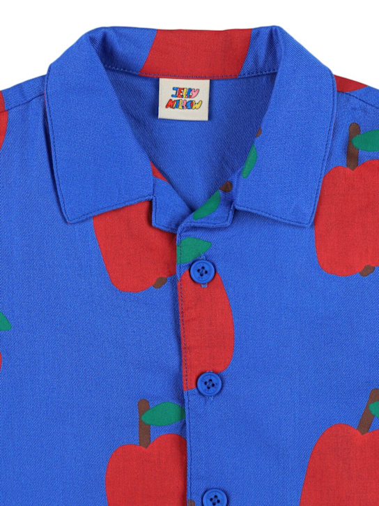 Jellymallow: Camicia in cotone stampa Apple - Blu - kids-girls_1 | Luisa Via Roma