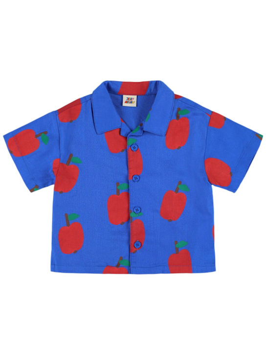 Jellymallow: Camicia in cotone stampa Apple - Blu - kids-girls_0 | Luisa Via Roma