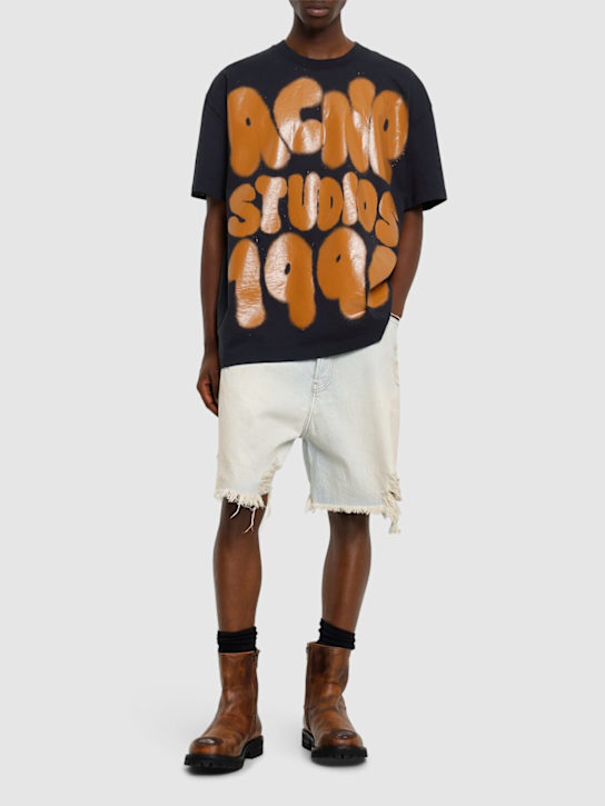 Acne Studios: Rudney distressed denim shorts - men_1 | Luisa Via Roma