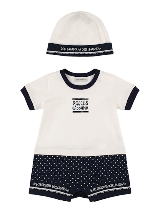 Dolce&Gabbana: Tutina e cuffietta in cotone - kids-girls_0 | Luisa Via Roma