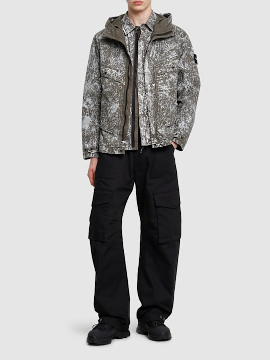 Stone Island: LuisaViaRoma hooded jacket - Verde Militare - men_1 | Luisa Via Roma