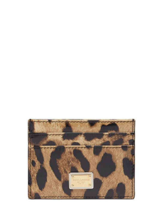Dolce&Gabbana: Printed leather card holder - Leopard - women_0 | Luisa Via Roma