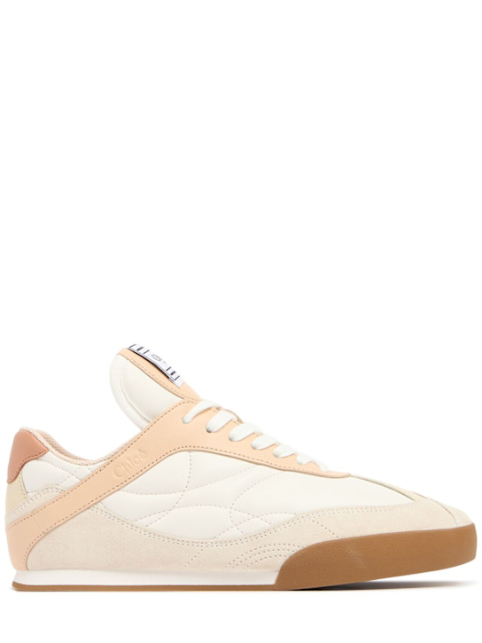 Chloé: Kick leather lace-up low sneakers - women_0 | Luisa Via Roma