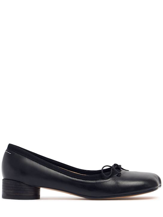 MM6 Maison Margiela: 30mm Leather ballet shoes - women_0 | Luisa Via Roma
