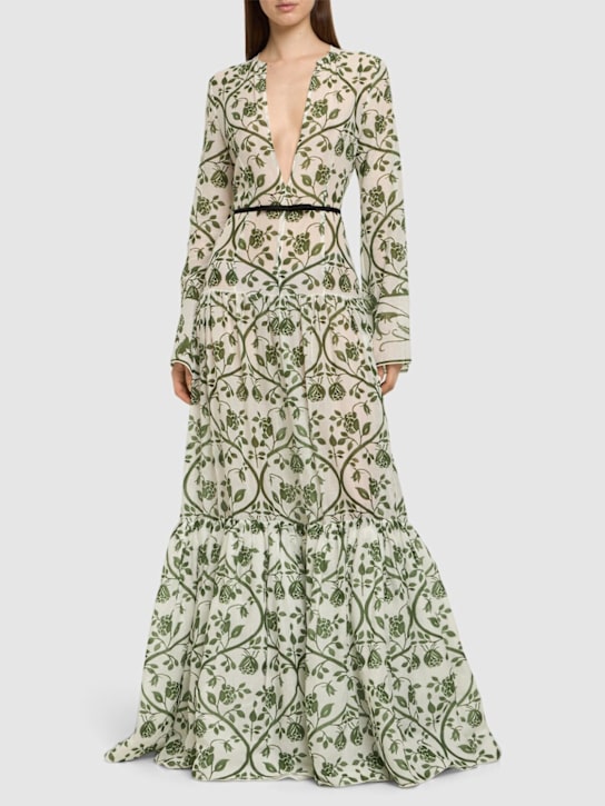 Giambattista Valli: Printed cotton voile long dress - women_1 | Luisa Via Roma