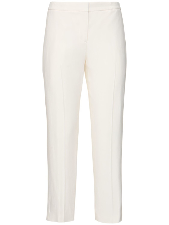 McQueen: Viscose blend high rise straight pants - Light Ivory - women_0 | Luisa Via Roma