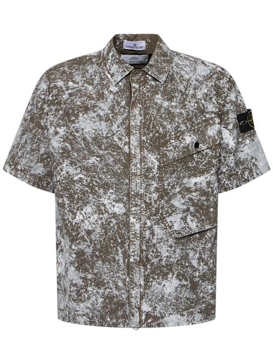 Stone Island: LuisaViaRoma short sleeve shirt - Verde Militare - men_0 | Luisa Via Roma